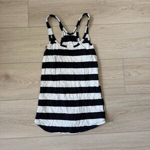 Lululemon Black & White Striped Racerback Tank Top